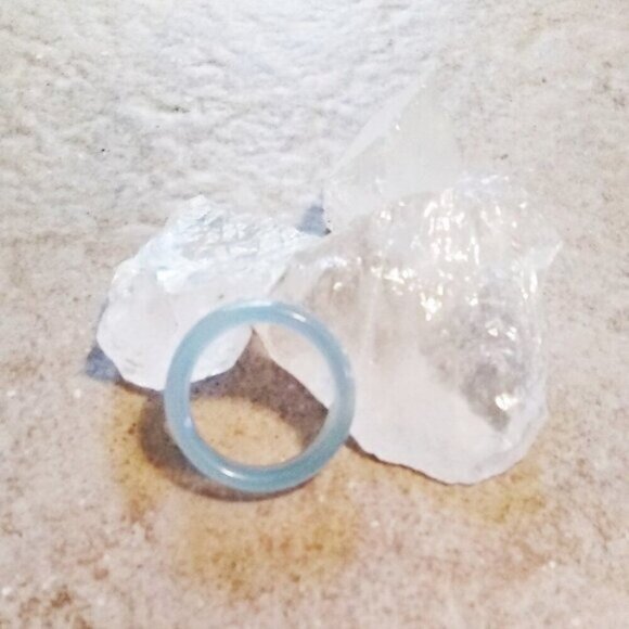 Feminine Pale Blue! Agate Band Sz 7.25 - Friendship + Promise Stone Ring! - Picture 1 of 4
